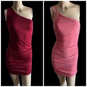 Lot of 2 body con 1 shoulder dresses size S